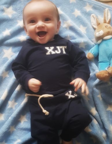 Customer photo review of Personalised Langston Initial Infants Tracksuit Set (0-2 Years) (MRK X)