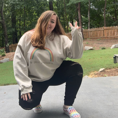 Customer photo review of Tú Eres Suficiente (Arco Iris) -- Sweatshirt (Adult & Youth)