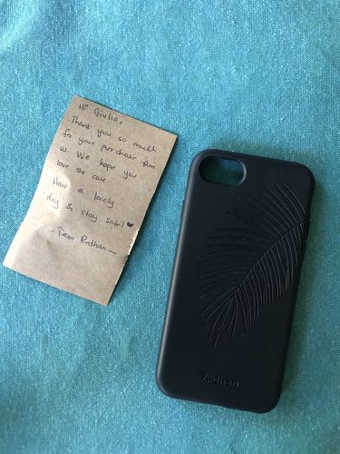 Customer photo review of Eco Friendly iPhone 6/6S/7/8/SE (2nd Gen) Phone Case - Palm Leaf in Pitch Black