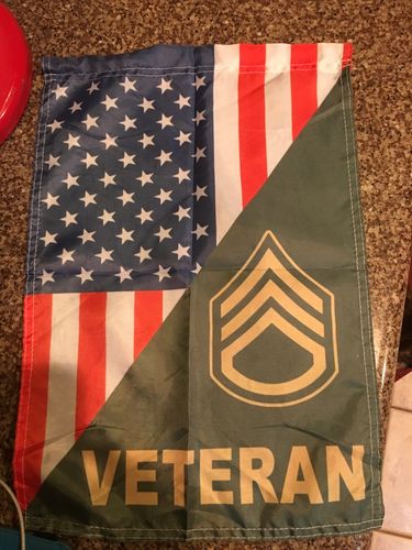 Customer photo review of US Army Rank Army Veteran Garden Flag Double-sided Print