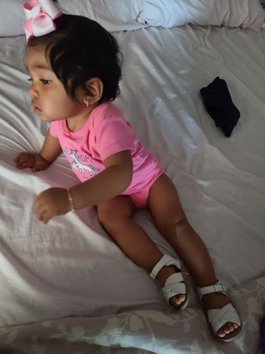 Customer photo review of Remi criss cross sandals in white