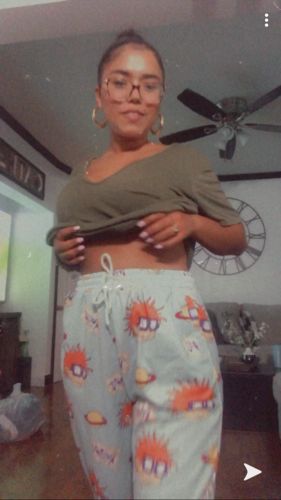 Customer photo review of Fashion Cartoon Printed Trousers