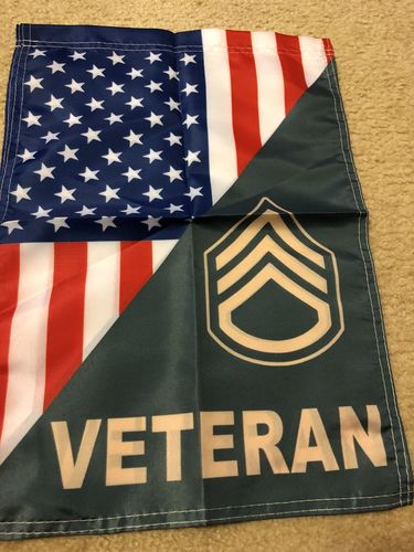 Customer photo review of US Army Rank Army Veteran Garden Flag Double-sided Print