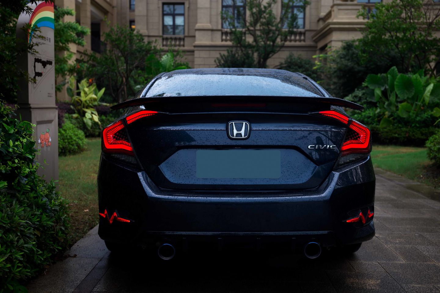 Customer photo review of Smoke LED Tail Lights - Honeycomb (16-18 Honda Civic)