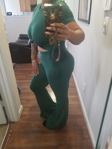 Customer photo review of Solid Tee & Flared Pants Set