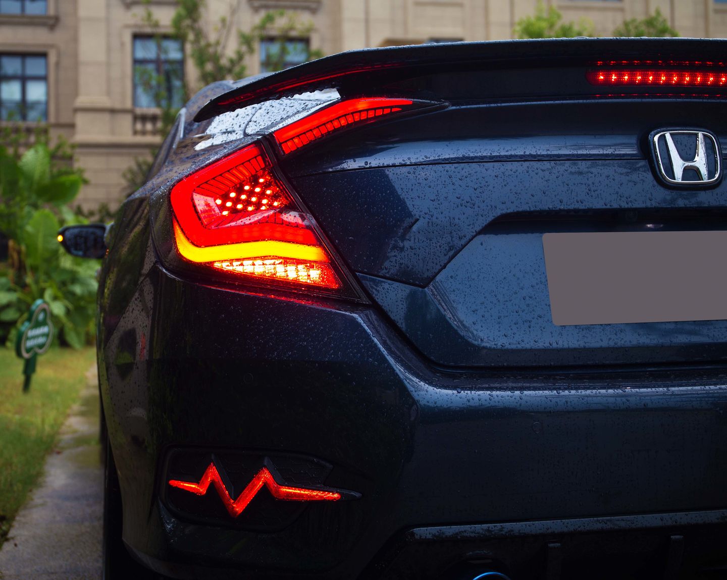 Customer photo review of Smoke LED Tail Lights - Honeycomb (16-18 Honda Civic)