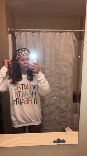 Customer photo review of Mental Health Is Health -- Sweatshirt