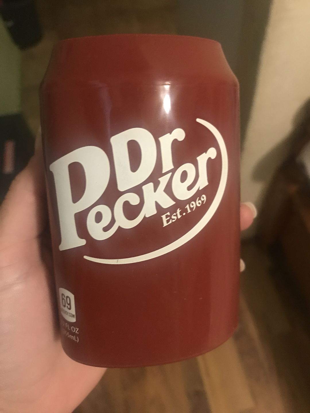 Customer photo review of Beersy “Dr P*cker” Silicone Sleeve Hide a Beer