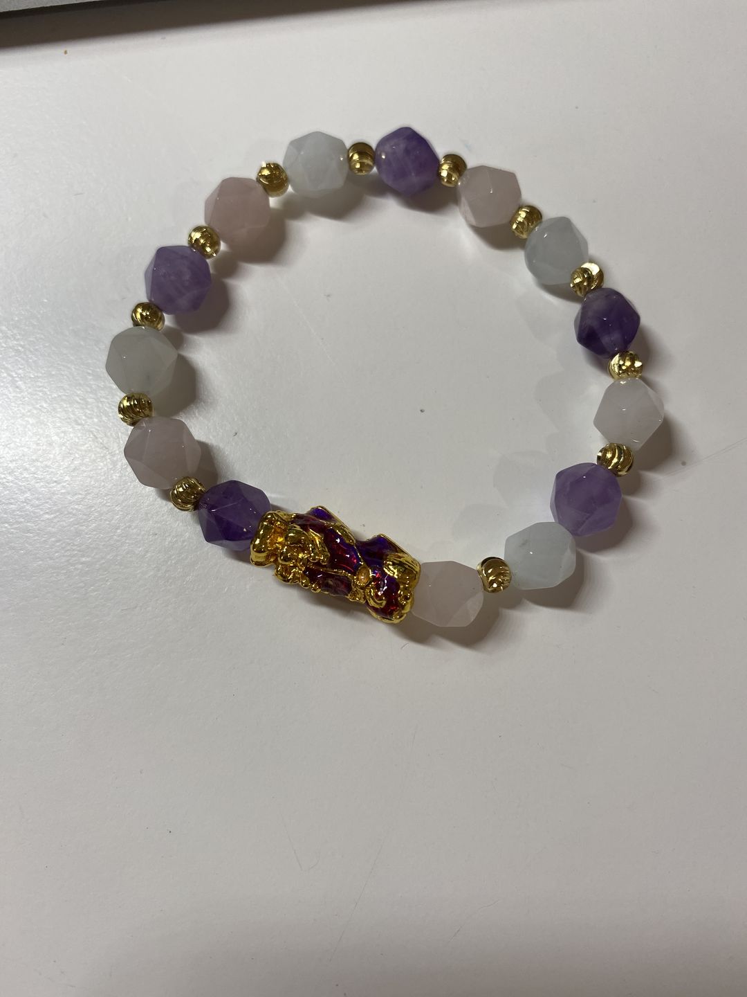 Customer photo review of Wealth Pixiu Charm in Natural Amethyst Bracelet