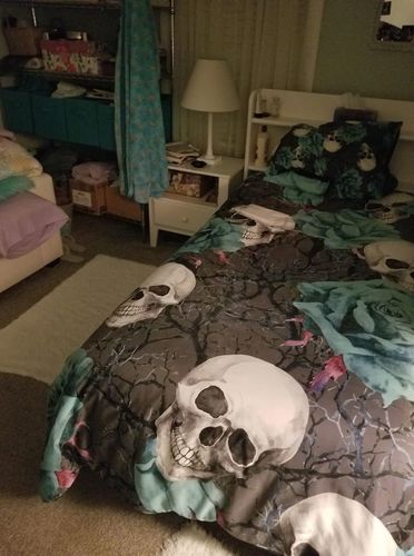 Customer photo review of Turquoise Rose Skull Bedding