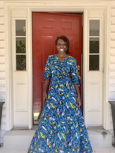 Customer photo review of African Print Fala Wrap Dress