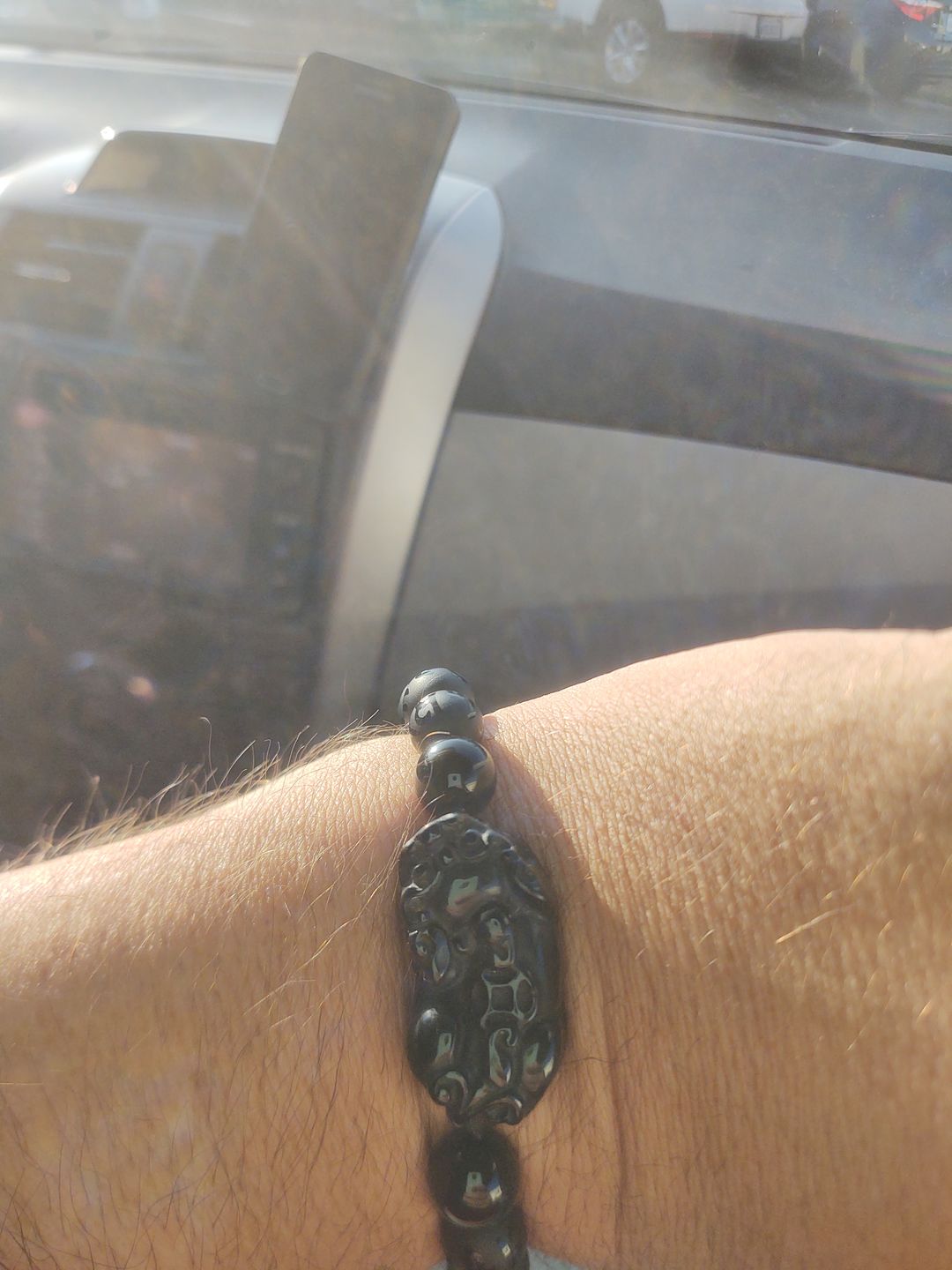 Customer photo review of 6 Words Pixiu Wealth Mantra Obsidian Bracelet