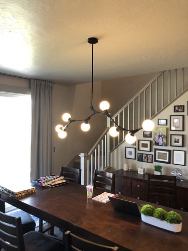 Customer photo review of Mid Century Glass Globe Branch Chandelier