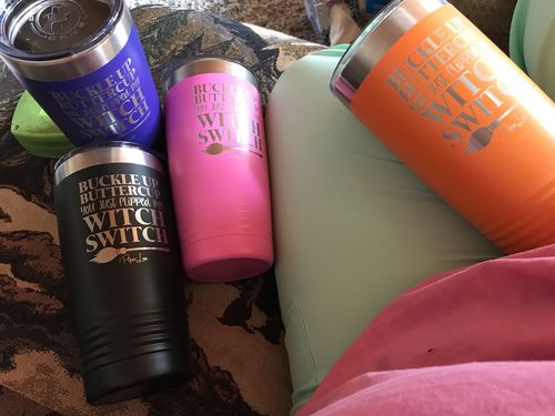 Customer photo review of You Just Flipped My Witch Switch Laser Etched Tumbler