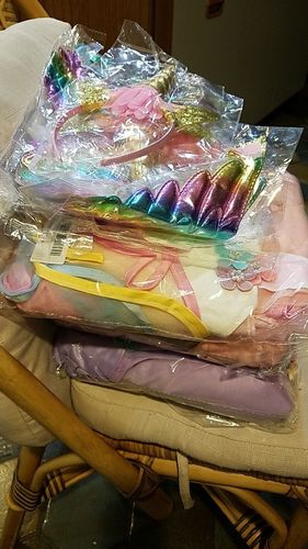 Customer photo review of Unicorn Tulle Rainbow Dress Set with a hairband , Wings or Jacket