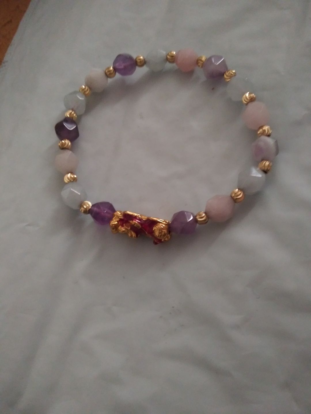 Customer photo review of Wealth Pixiu Charm in Natural Amethyst Bracelet
