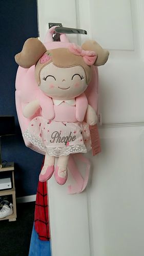 Customer photo review of Personalized Leyadoll Doll Backpack (Strawberry) - 2 Skin Tones