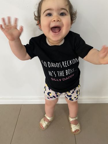 Customer photo review of MLW By Design - Silly Daddy Tee | Pink or Blue