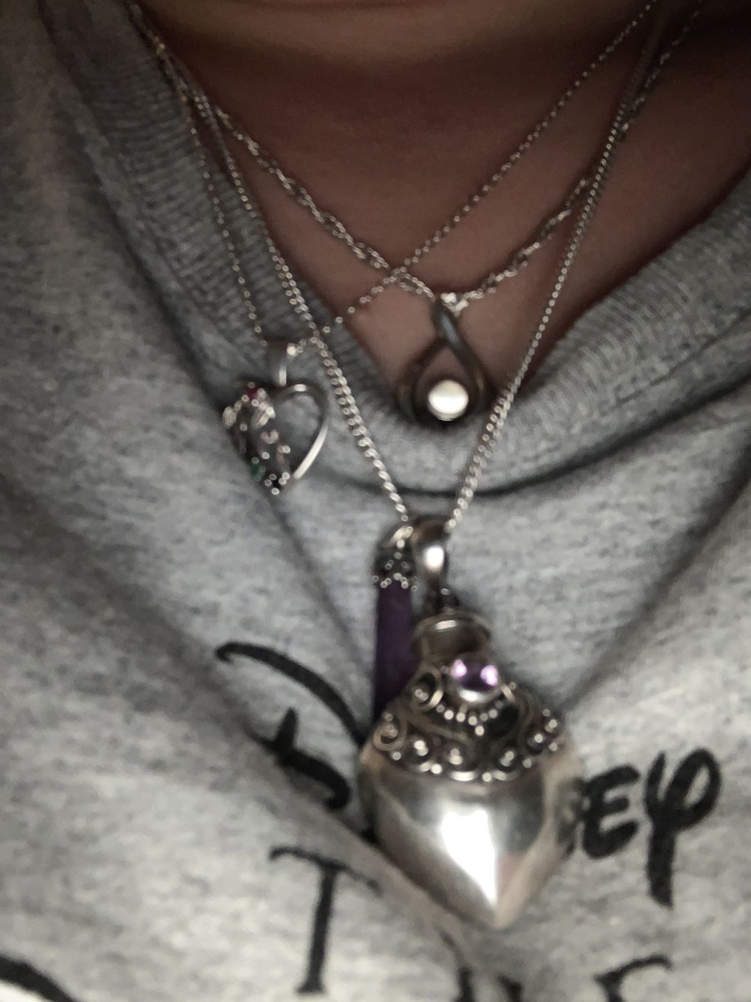 Customer photo review of Amethyst Sterling Silver Heart Necklace