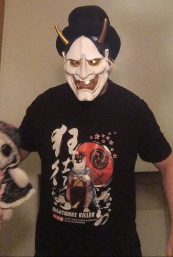 Customer photo review of Nightmare Killer Samurai Cat T-Shirt