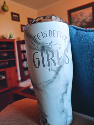 Customer photo review of Please Take A Number Laser Etched Tumbler