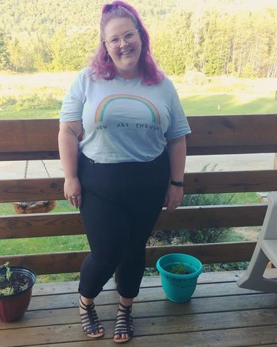 Customer photo review of You Are Enough (Rainbow) -- T-Shirt