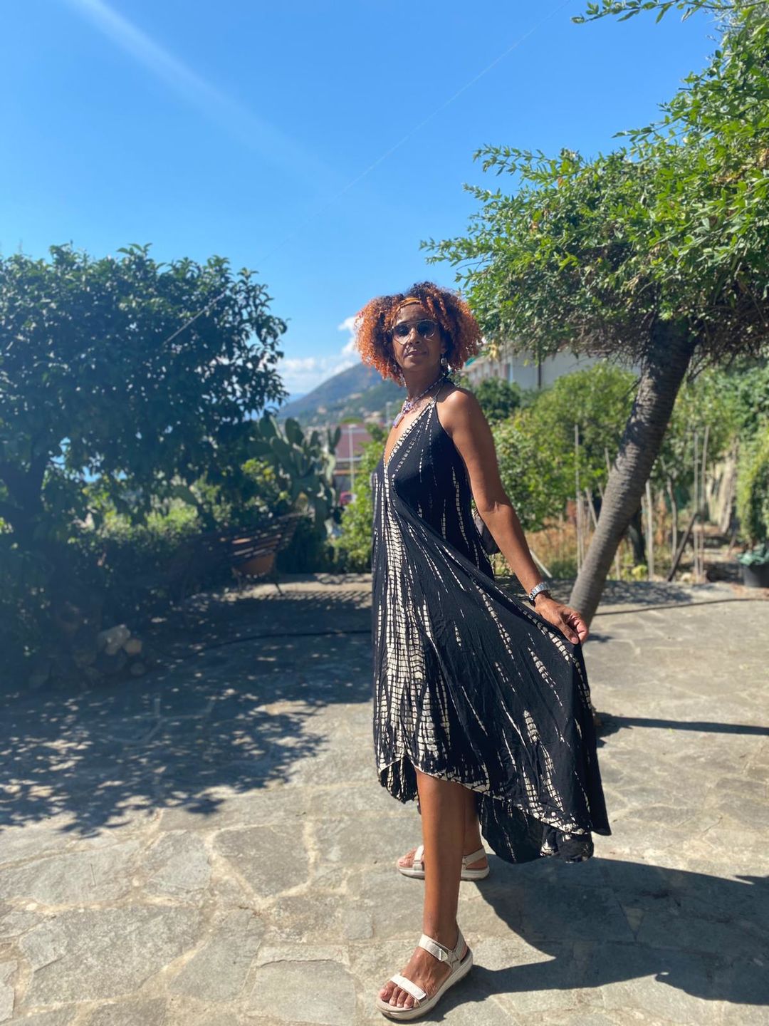 Customer photo review of Flamingo Tie Dye Dress Black
