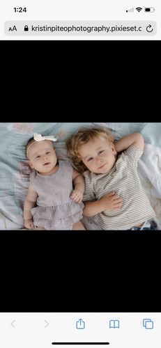 Customer photo review of Sasha romper in tan with white stripes