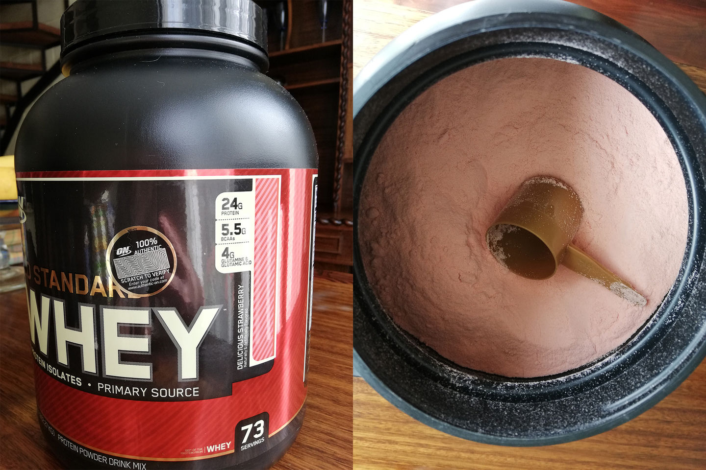 Customer photo review of Optimum Nutrition Gold Standard 100% Whey Proteina 5 Lb