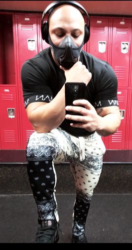 Customer photo review of Color Block Paisley Track Pants Cream (1A2-414)