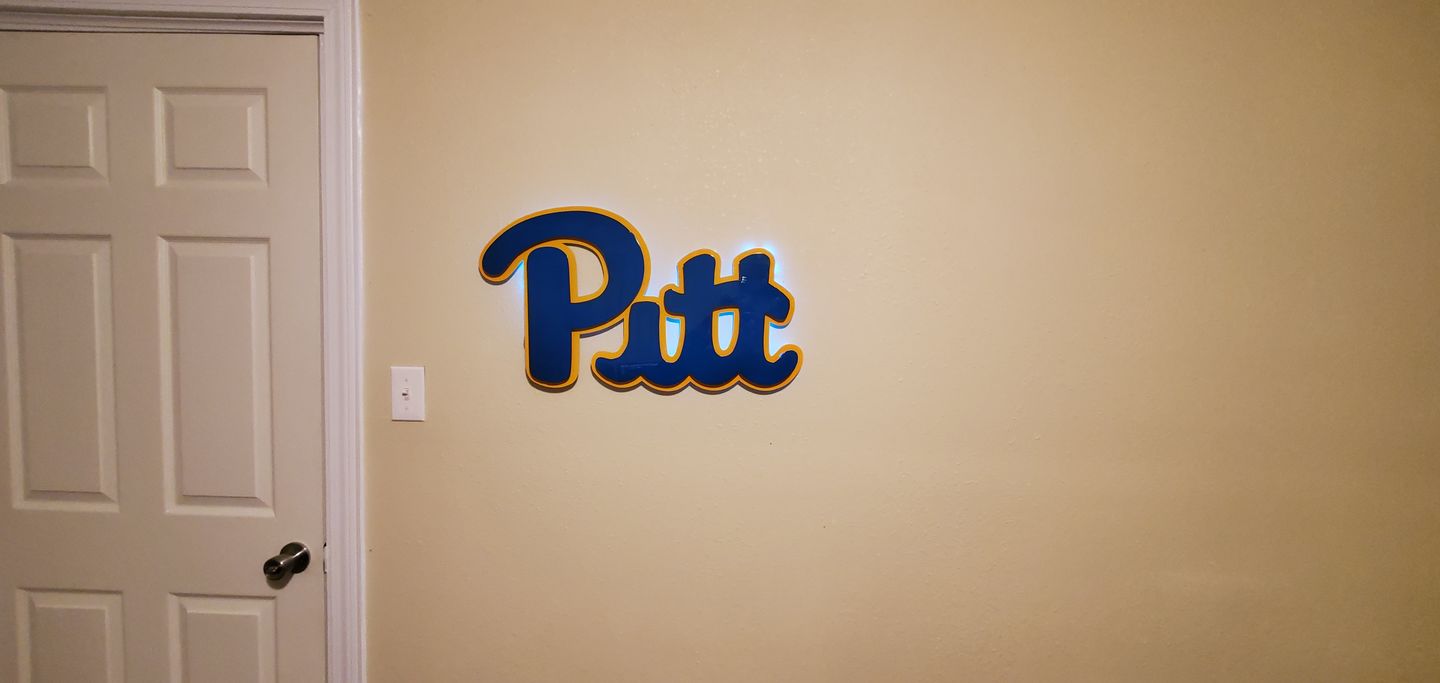 Customer photo review of University of Pittsburgh "Pitt" Script 3D Metal Art