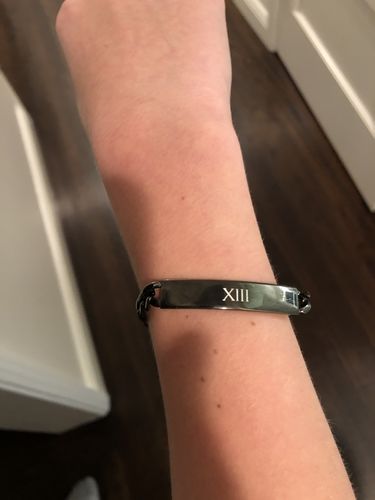 Customer photo review of 7mm Stainless Steel Figaro Link Engravable ID Bracelet