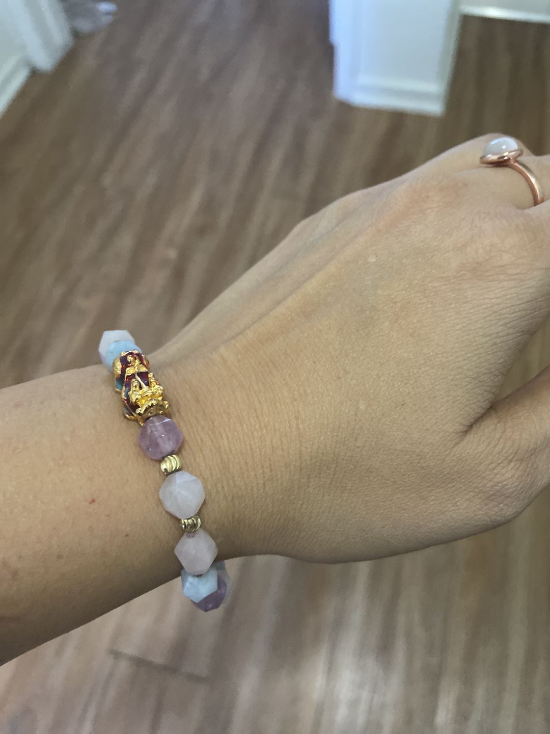 Customer photo review of Wealth Pixiu Charm in Natural Amethyst Bracelet