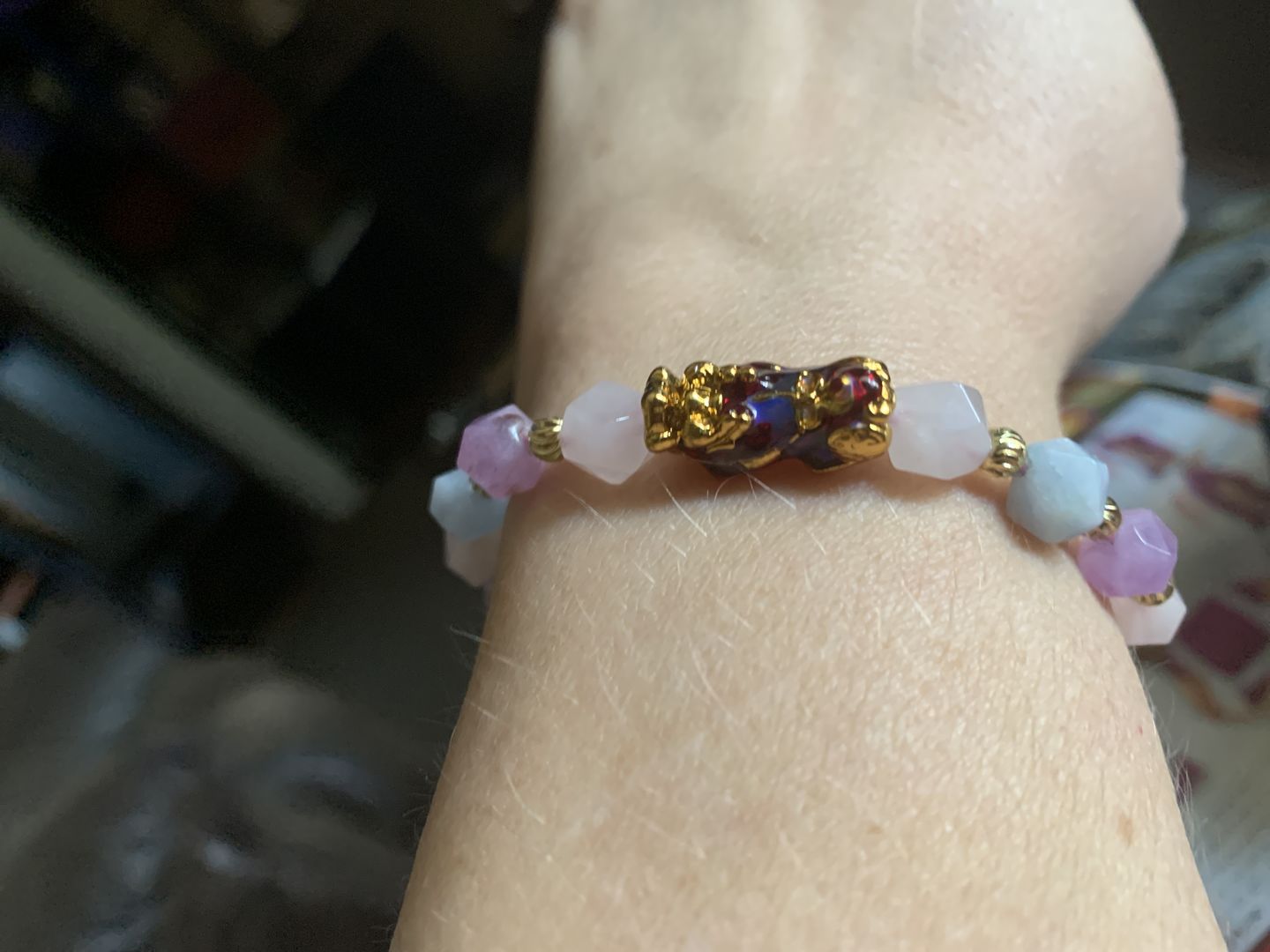 Customer photo review of Wealth Pixiu Charm in Natural Amethyst Bracelet