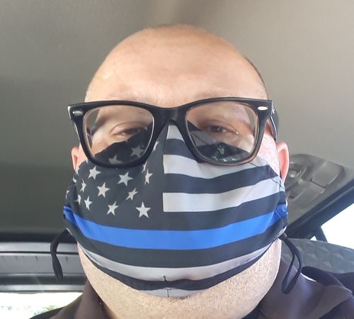Customer photo review of Thin Blue Line Face Mask