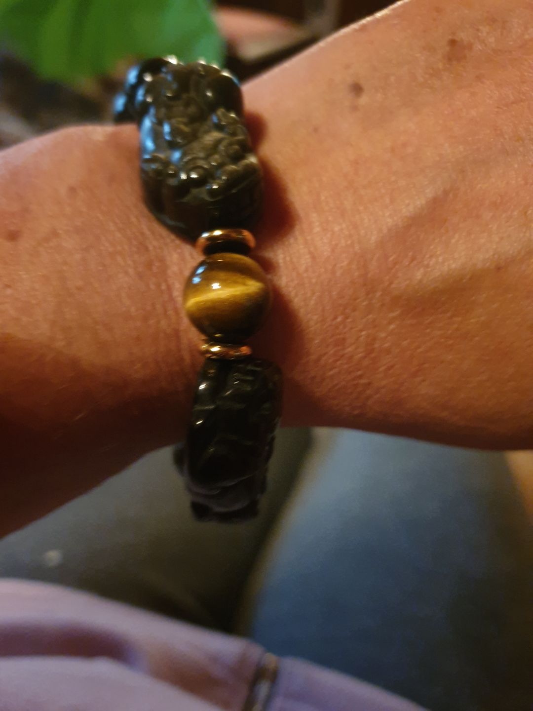 Customer photo review of Natural Gold Obsidian Double Pi Yao Wealth Bracelet