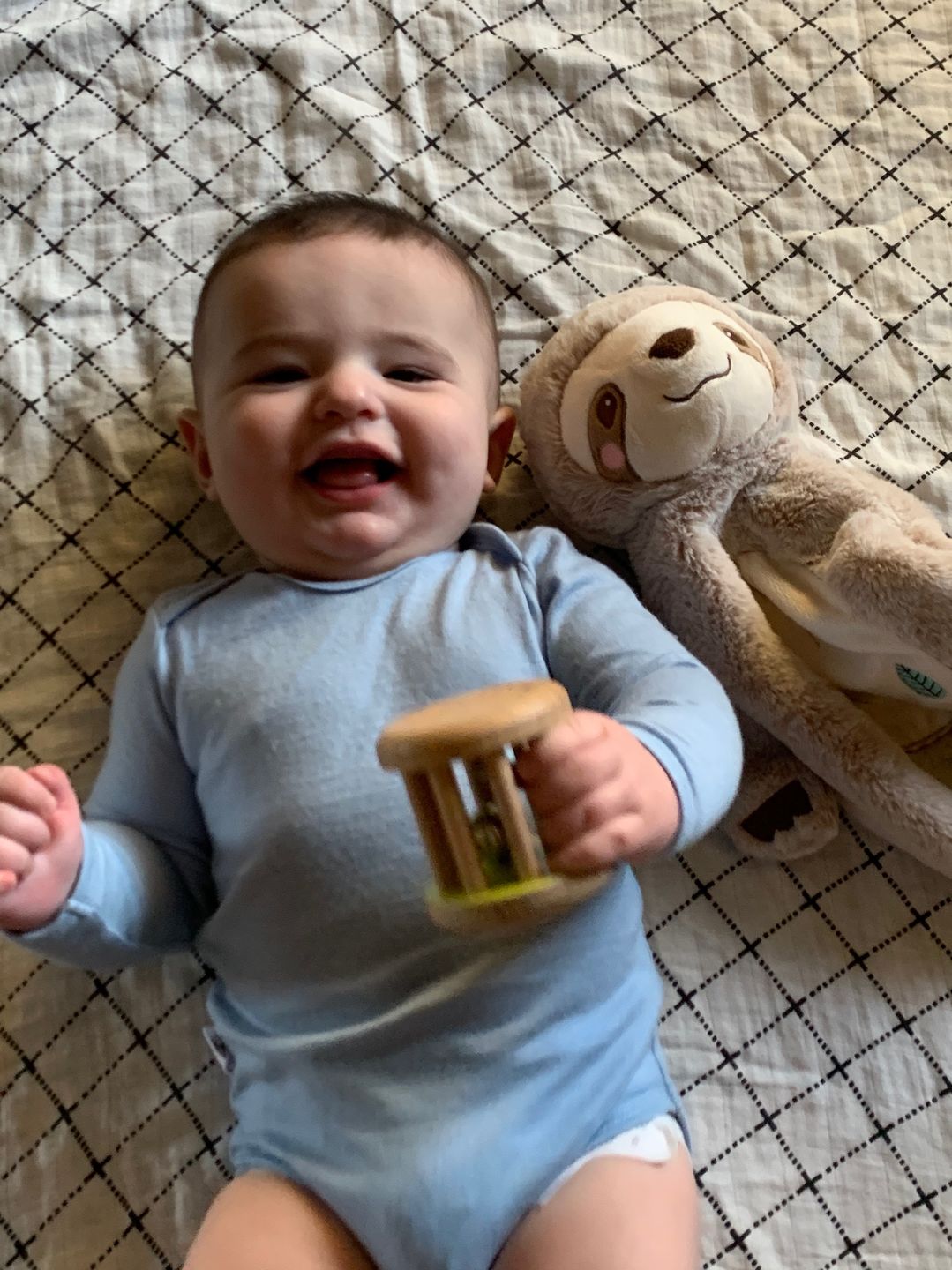 Customer photo review of Baby Bodysuit, Long Sleeve, Merino Wool, Blue
