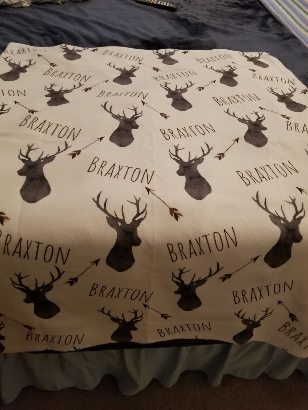 Customer photo review of Deer baby blanket, Woodland blanket, Personalized baby boy blanket, Fleece