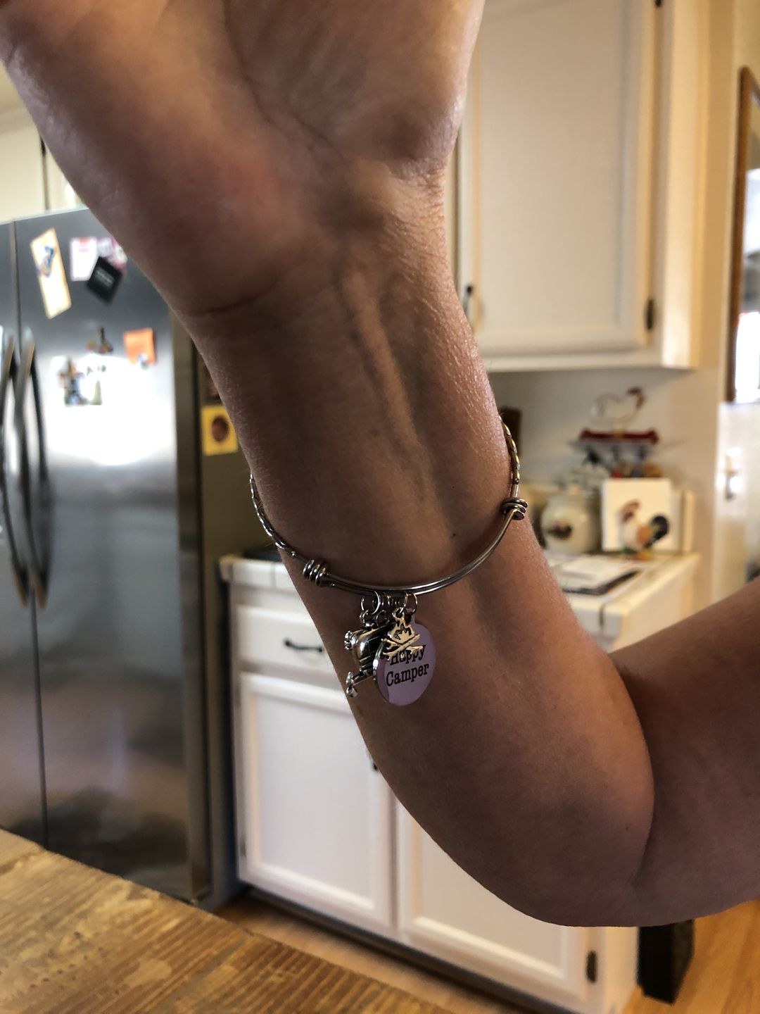 Customer photo review of Braided Stainless Steel "Happy Camper" Charm Bracelet