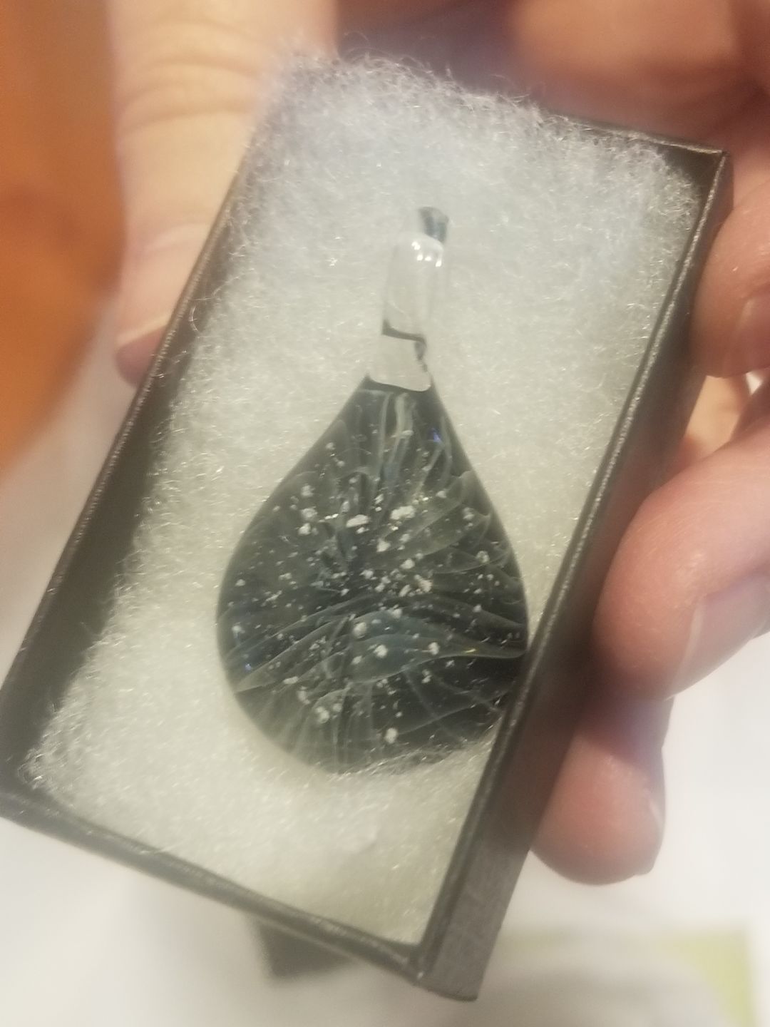 Customer photo review of Ghost Pendant with Infused Cremation Ashes