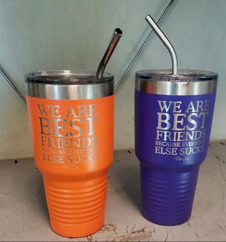 Customer photo review of We Are Best Friends Because Everyone Else Sucks Laser Etched Tumbler