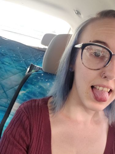 Customer photo review of Blue Sky Universe Galaxy Space Print Pet Car Back Seat Cover