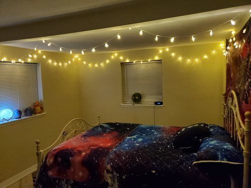 Customer photo review of Starfield Nebula Galaxy Space Print Quilt Bed Set