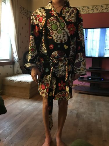 Customer photo review of Sugar Skull Pattern Print Women's Bathrobe