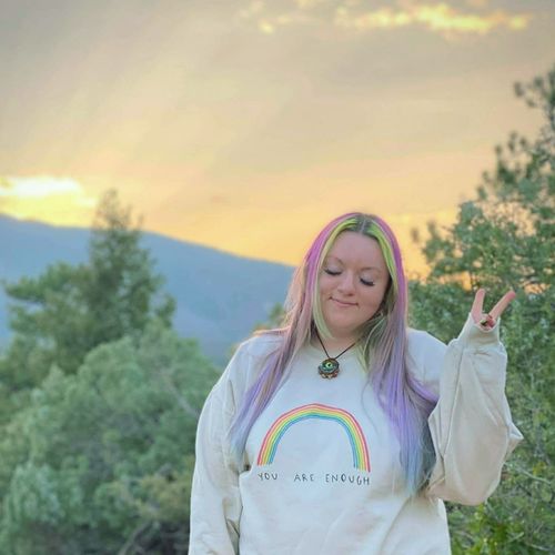 Customer photo review of You Are Enough (Rainbow) -- Sweatshirt