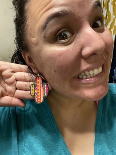 Customer photo review of Nopal Zarape Earrings