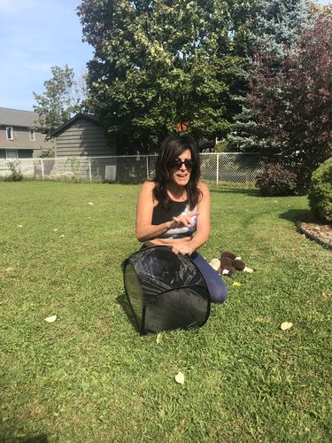 Customer photo review of Bella Crop Bralette - Silverlake Blue / Thunder / Onyx