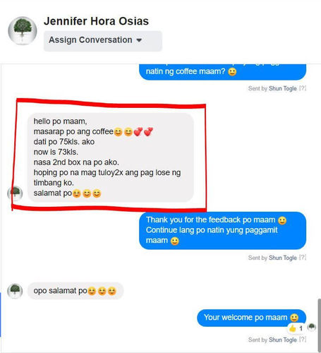 Customer photo review of KETOFIT 10 IN 1 COFFEE (BUY 1 GET 1)