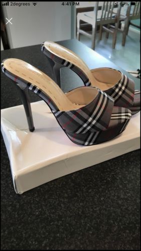 Customer photo review of Plaid Print Single Strap Platform Thin Heeled Sandals