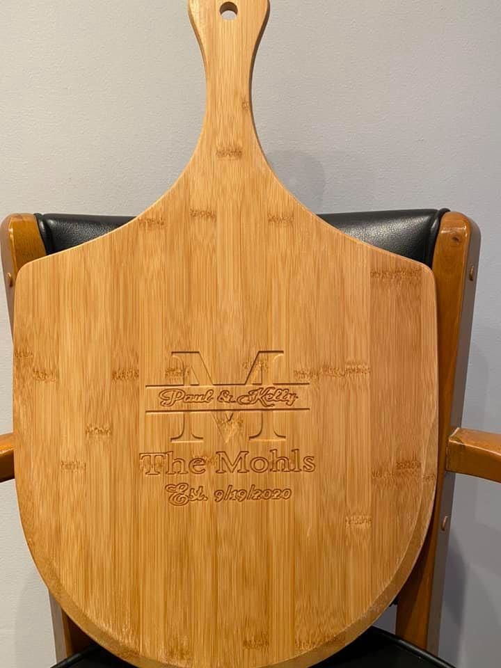 Carved this 14 inch wide bamboo pizza peel for a friend.